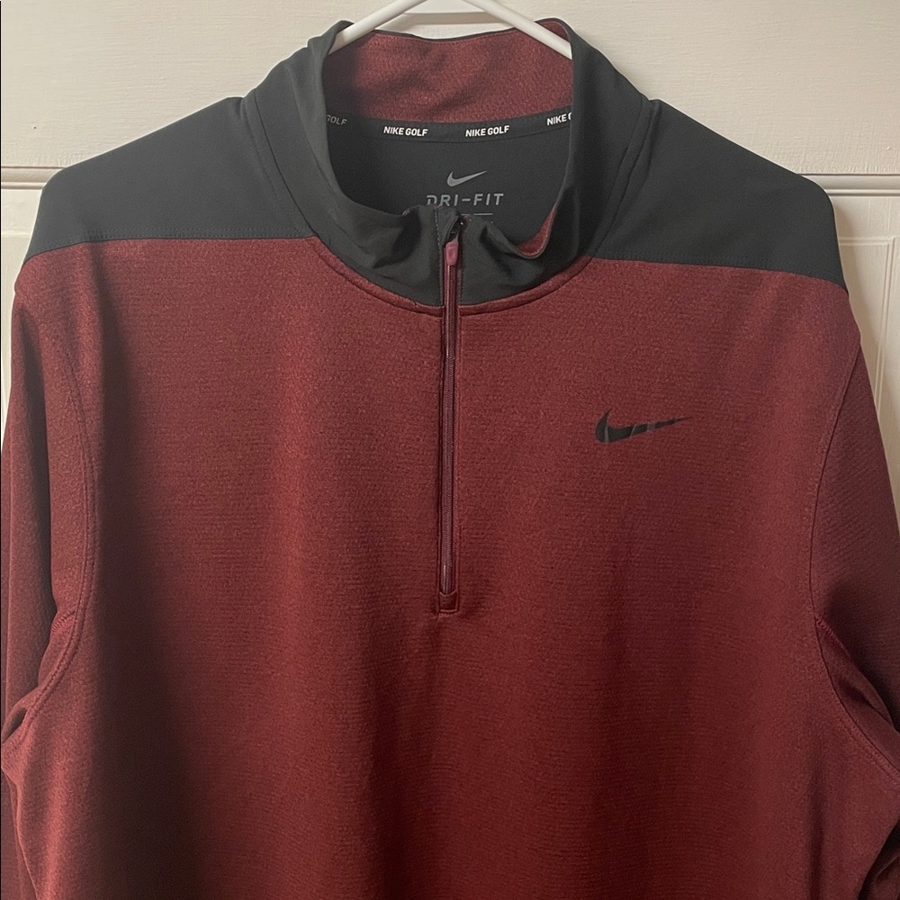 Nike Golf DriFit quarter zip burgundy and black pullover sweater men’s size XL